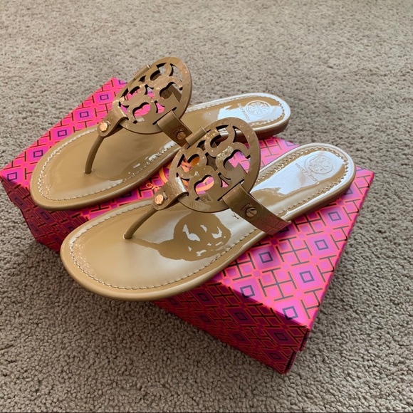 NEW 10.5 Tory Burch Miller Patent Leather Sand - Picture 5 of 11